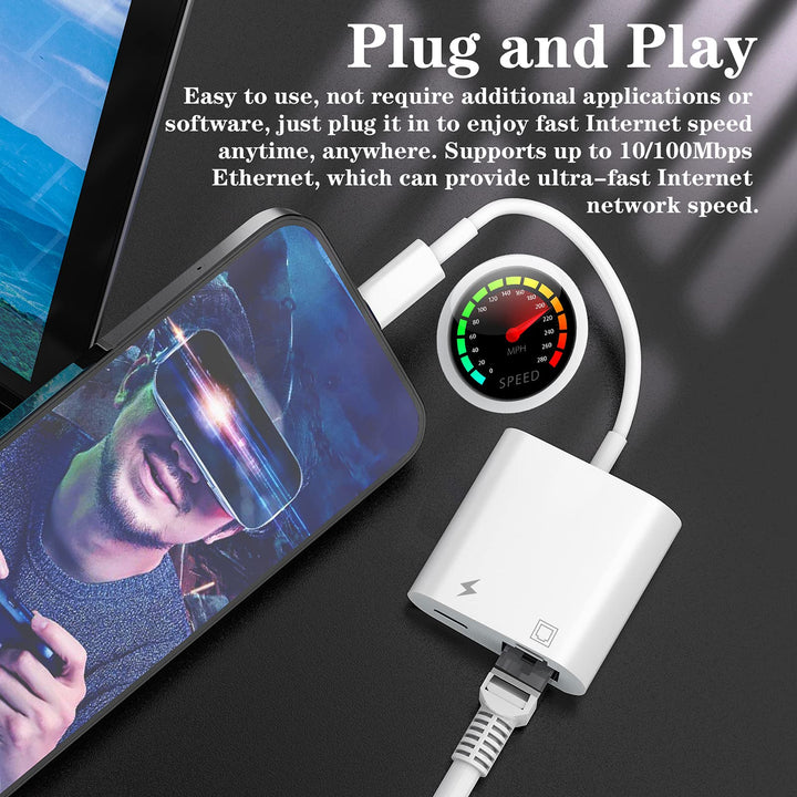 Lightning to Ethernet Adapter, [Apple MFi Certified] 2 
