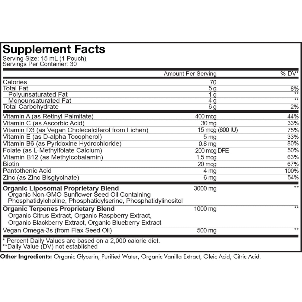 Multivitamins For Teens, Liquid Vitamin C for Teenagers, Vitamin A B6 B12 D3 E For Kids, Biotin Zinc Omega-3 Folate, Liposomal Vitamins Supplement, One Daily Sachet, Vegan, Non-GMO, 30 Pouches