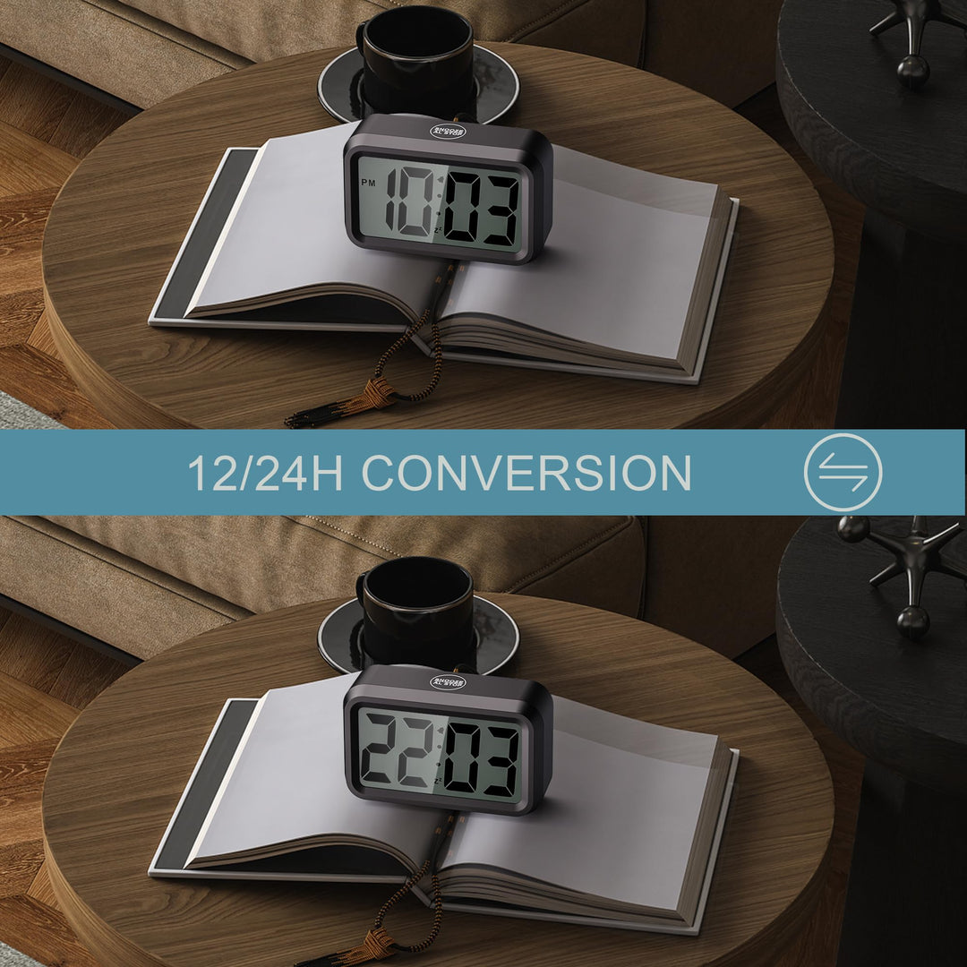 Digital Alarm Clock Battery Operated Small Cordless Desk Shelf Wall Clock Battery Powered