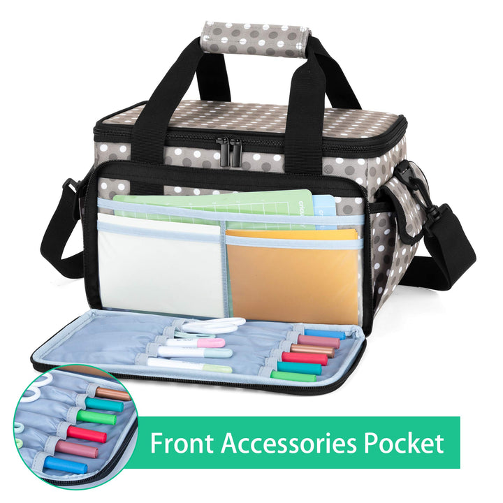 Yarwo Carrying Case Compatible with Cricut Joy, Tote Bag with Detachable Divider for Power Adapter and Craft Accessories, Dots