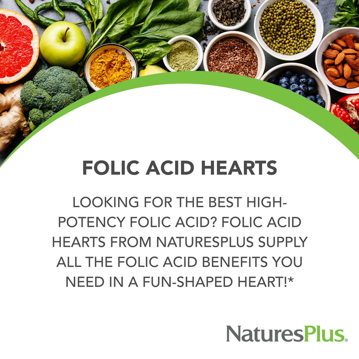Natures Plus Folic Acid Hearts (Methylfolate) - 400 mcg