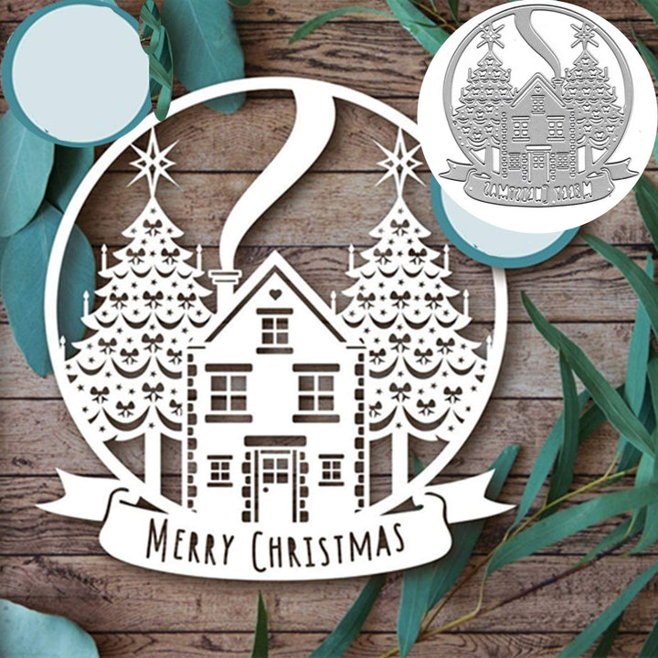 Christmas House Tree Metal Die Cuts,Merry Christmas Flower Leaf Star Bowtie Cutting Dies Cut Stencils for DIY Scrapbooking Album Decorative Embossing Paper Dies Card Making