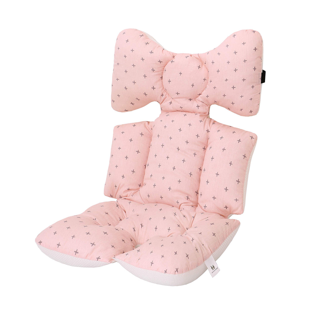 Baby Seat Pad Liner for Stroller–Soft and Breathable,3D Air Mesh Cotton Universal Baby Stroller Cushion (Pink Cross)
