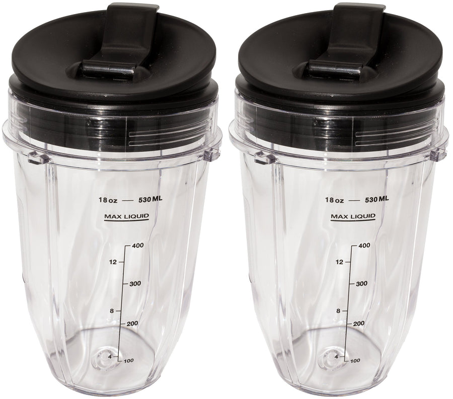 18 Ounce Small Cup Jar with Sip N Seal Lids - Replacement Cup Compatible with Nutri Ninja Auto-iQ 1000w Series and Duo Blenders - Premium Blender Cups Replacement (2 Pack)