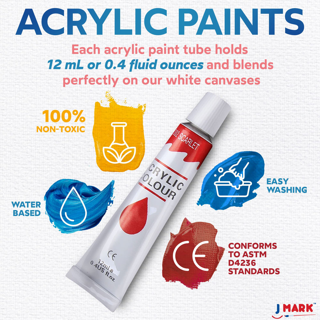 J MARK Painting Kit Includes Acrylic Paint Set, 8 x 10 