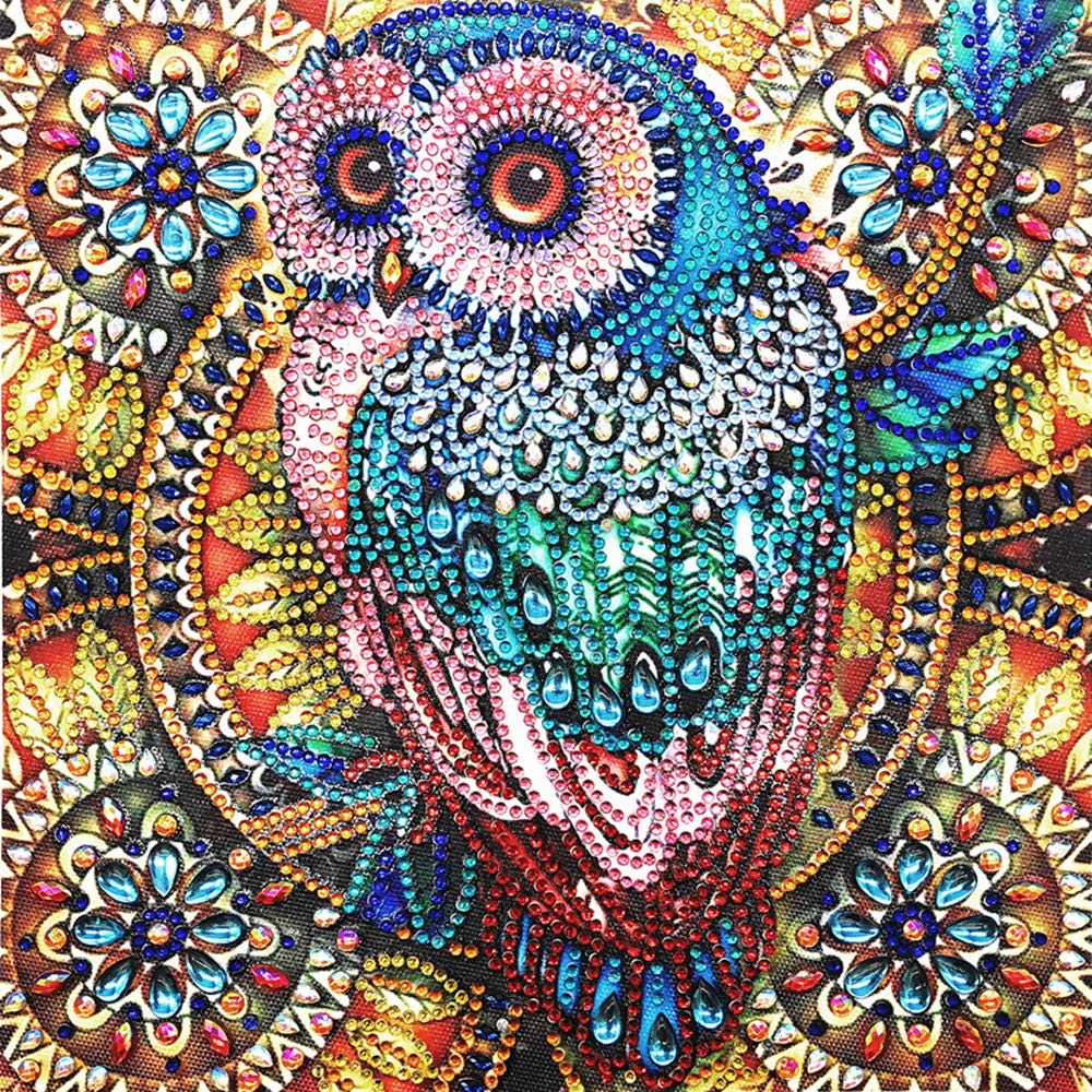 Owl Diamond Art Painting Kits for Adults,DIY 5D Special Shape Rhinestone Crafts, Partial Dots Gem Home Decor 12x12inch