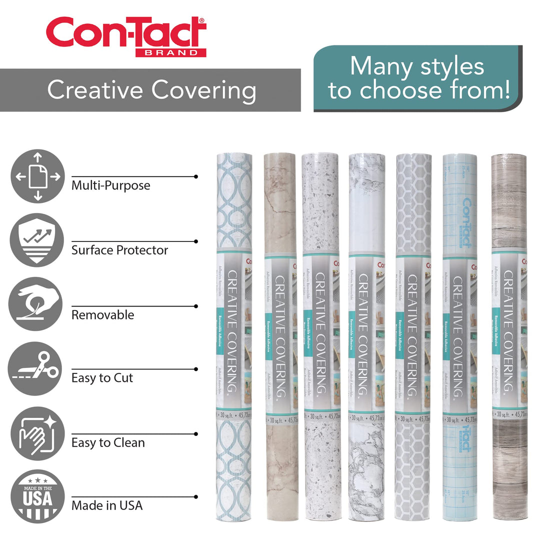 Brand Creative Covering, Self-Adhesive Shelf and Drawer Liner, Multi-Purpose Vinyl Roll, Easy to Use and Apply | Peel &amp; Stick, 18&#39;&#39; x 9&#39;, I Arbor Marina