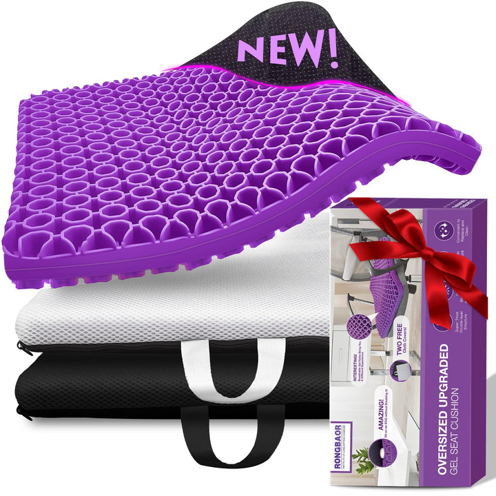Extra-Large Gel Seat Cushion, Breathable Honeycomb Design Pain Relief Egg Seat Cushion - Home Office Chair Cars Wheelchair