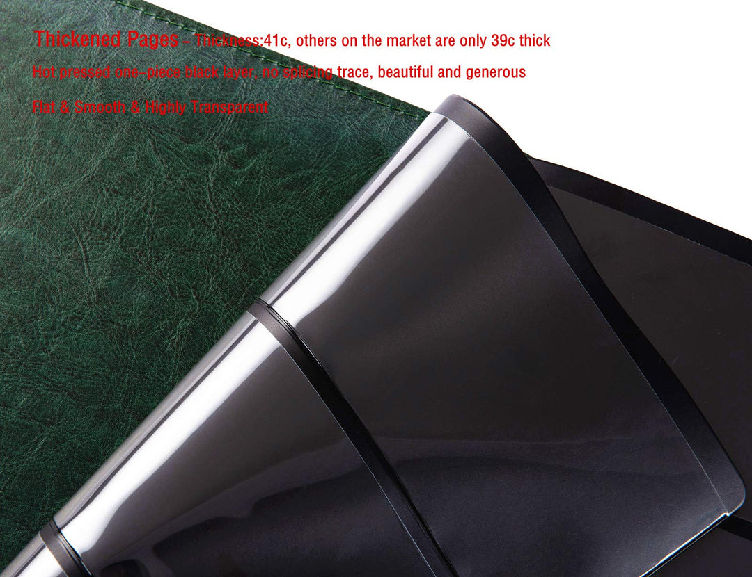 Leather 60-Pocket Paper Money Album Currency Holders for Collectors Collection Supplies Holder Book for Travel Bill Banknote Stamp Storage Display with 10 Collecting Pages (Green)