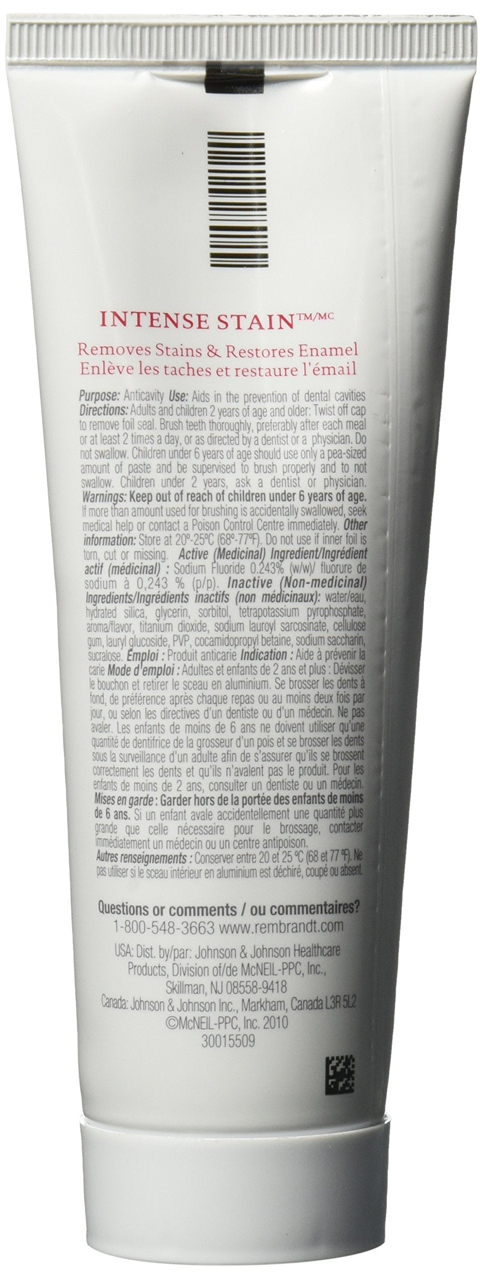 Rembrandt Toothpaste, Intense Stain, Mint Flavor, 3-Oun