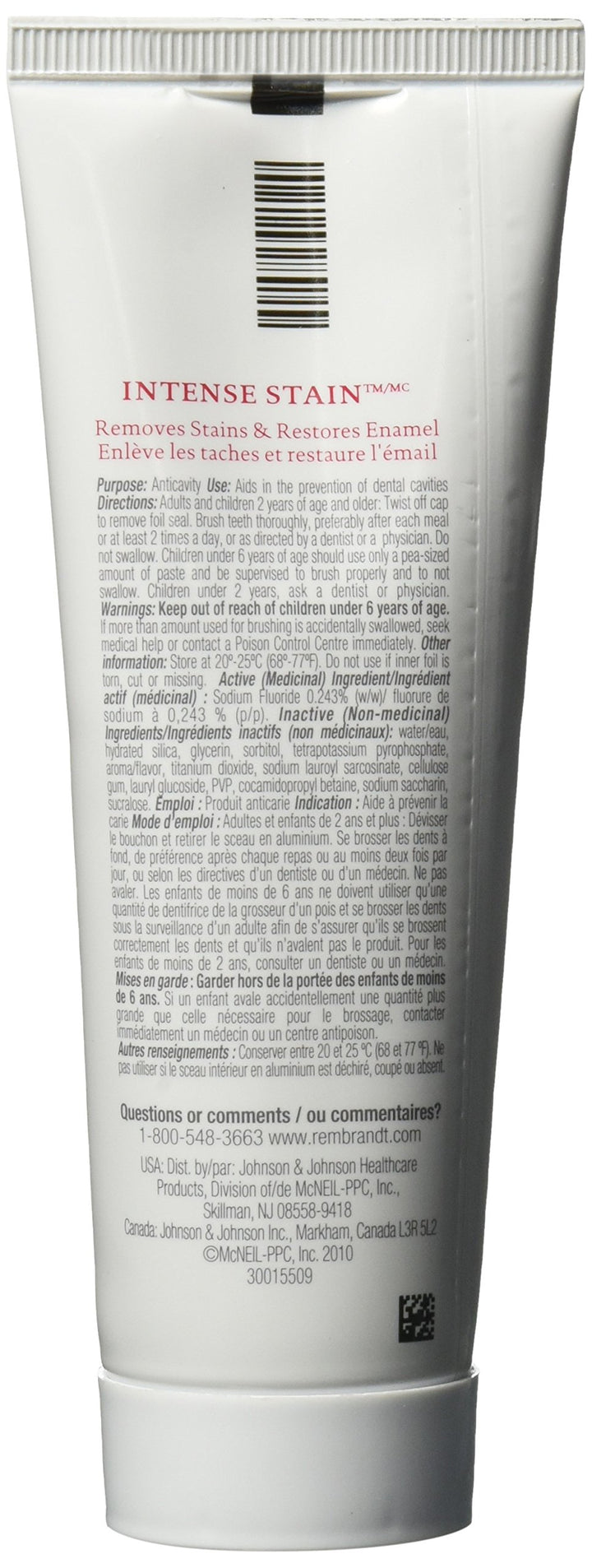Rembrandt Toothpaste, Intense Stain, Mint Flavor, 3-Oun