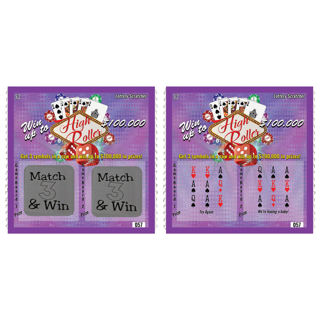 Pregnancy Announcement - High Roller Lotto Replica - Scratch Off Card - 5 Pack - My Scratch Offs