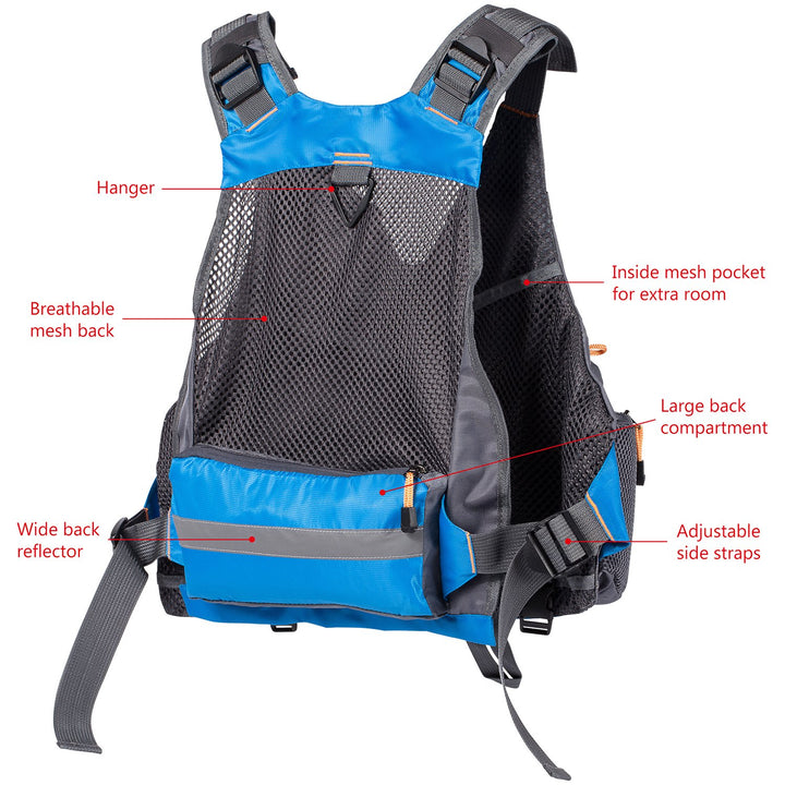 BASSDASH Strap Fishing Vest Adjustable for Men and Women, for Fly Bass Fishing and Outdoor Activities
