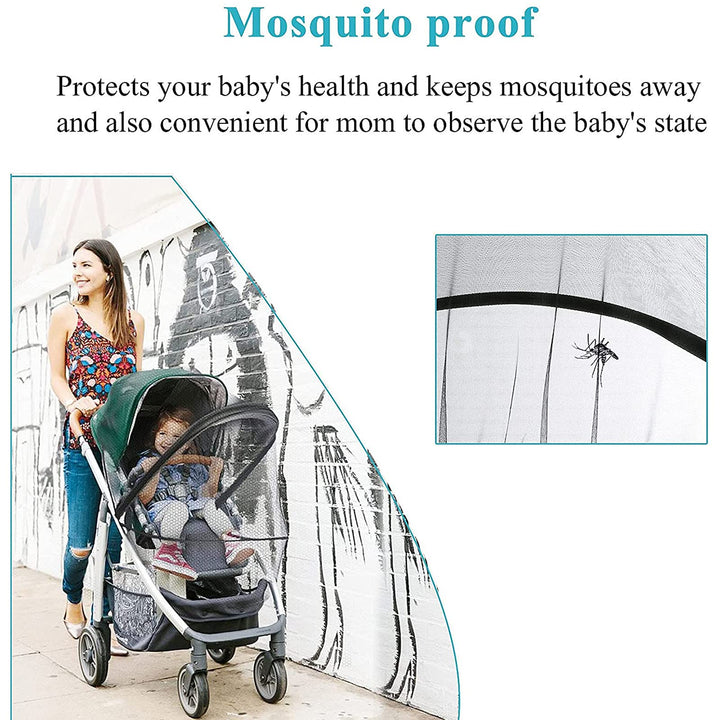Baby Stroller Mosquito nets, Universal Lock-Type Baby Stroller Mosquito nets, Stretch nets, Breathable and Folding Dual-use Zipper nets, Baby car seat Covers, Cradles (Black)