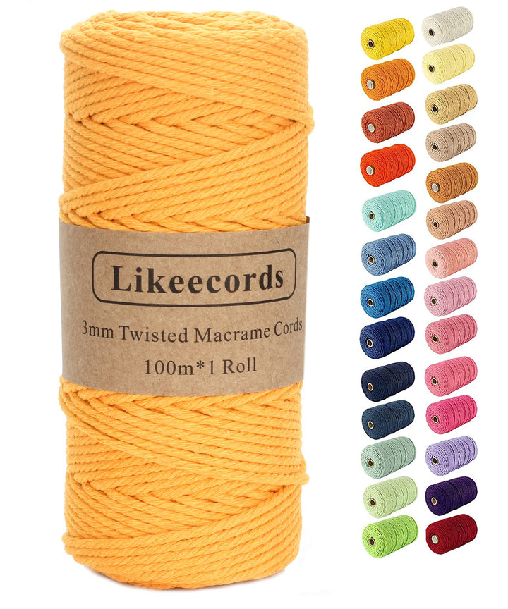Macrame Cord,3mm x 328Feet Cotton Twine String Cord,Nat