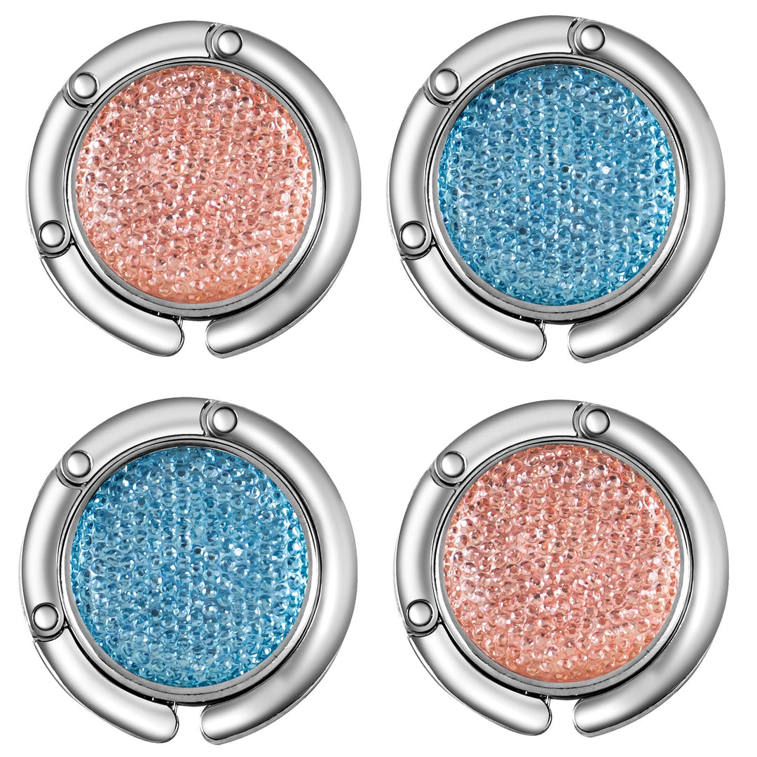 4pcs Purse Hook Foldable - Folding Handbag Table Hanger-Bag Hanger Collection-Desk Hooks for Purse (Pink+Purple+2white)