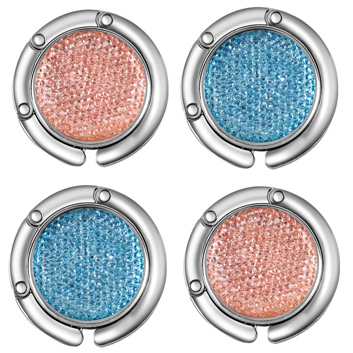 4pcs Purse Hook Foldable - Folding Handbag Table Hanger-Bag Hanger Collection-Desk Hooks for Purse (Pink+Purple+2white)