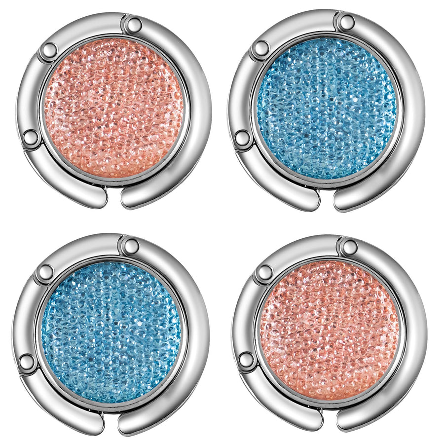 4pcs Purse Hook Foldable - Folding Handbag Table Hanger-Bag Hanger Collection-Desk Hooks for Purse (Pink+Purple+2white)