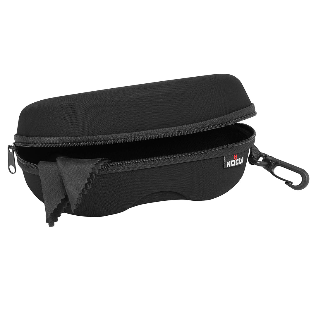 Storage Case for Safety Glasses with Felt Lining, Reinforced Zipper and Handy Belt Clip