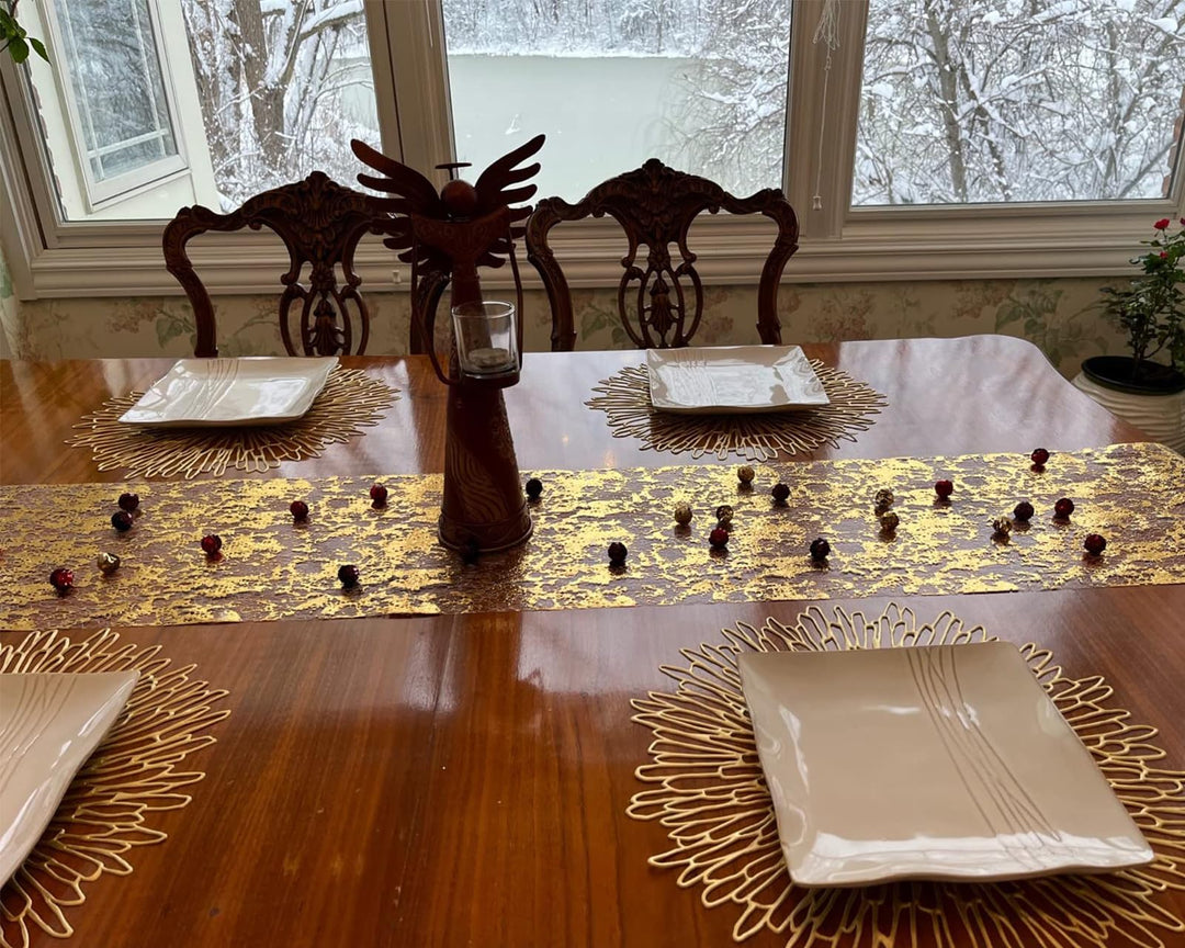 Gold Table Runner Roll - Glitter Metallic Gold Runner for Table- Sparkle Thanksgiving Table Runner - Gold Table Decor - Gold Table Decorations for Party, Christmas ,Wedding, Gold Table Decorations