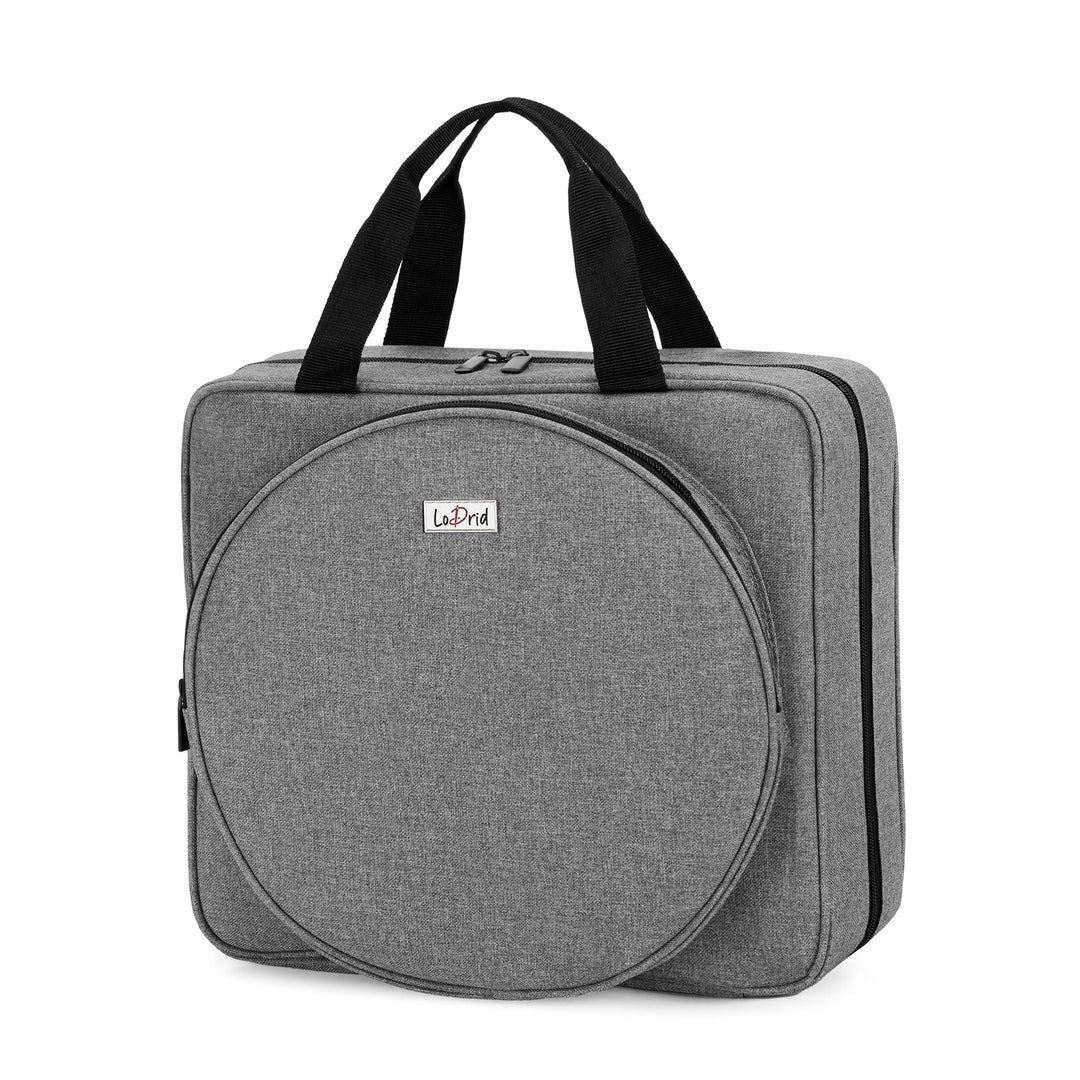 Embroidery Project Bag, Square Embroidery Supplies Storage Tote Bag, Portable Craft Carry Case for Embroidery Kits and Cross Stitch Kits Tools, Multiple Pockets, Gray, Bag Only