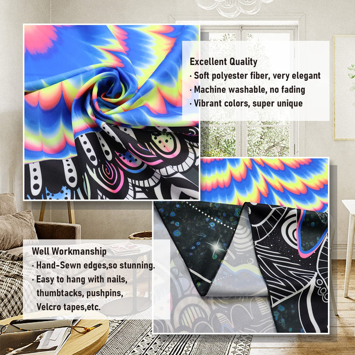 Amonercvita Blacklight Tapestry Trippy Mandala Tapestry