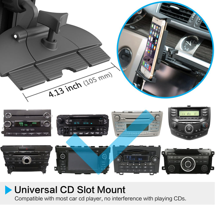 Universal Car Mount [2 in 1] CD Slot Tablet Car Mount for 4.7-11 inch Tablet, Cell Phone Holder for iPhone Samsung Z Fold 5 4 3 2 1, Tablet Car Mount Dash Holder Stand for iPad Pro Air Mini