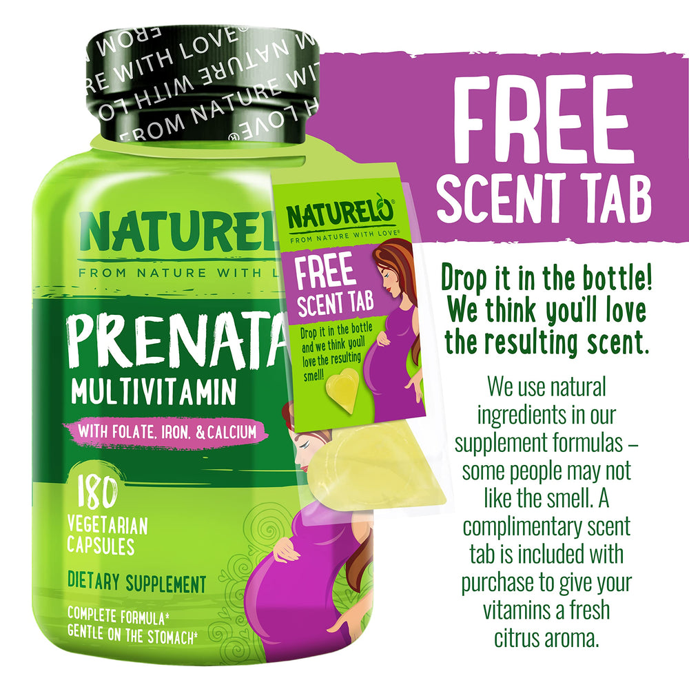 Prenatal Multivitamin with Gentle Chelated Iron, Methyl Folate, Plant Calcium & Choline - Vegan, Vegetarian - Non-GMO - Gluten Free - 180 Capsules - 4 Month Supply (Pack of 2)