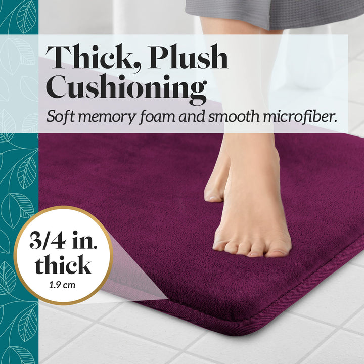 Bath Mats for Bathroom Non Slip - Eggplant 17 x 24 Memory Foam Bathroom Rugs - Quick Dry Bath Mat