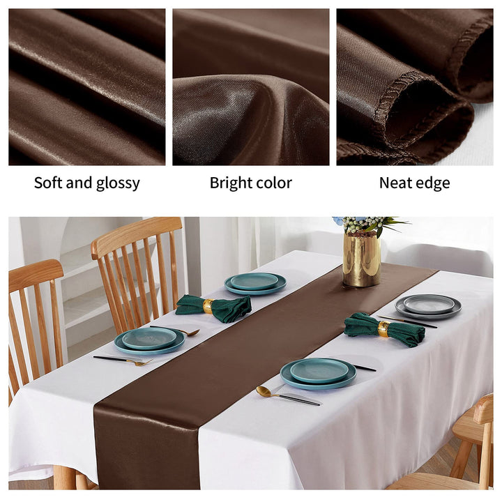yourose 1 Pack Satin Table Runners 12 x 108 inch for We