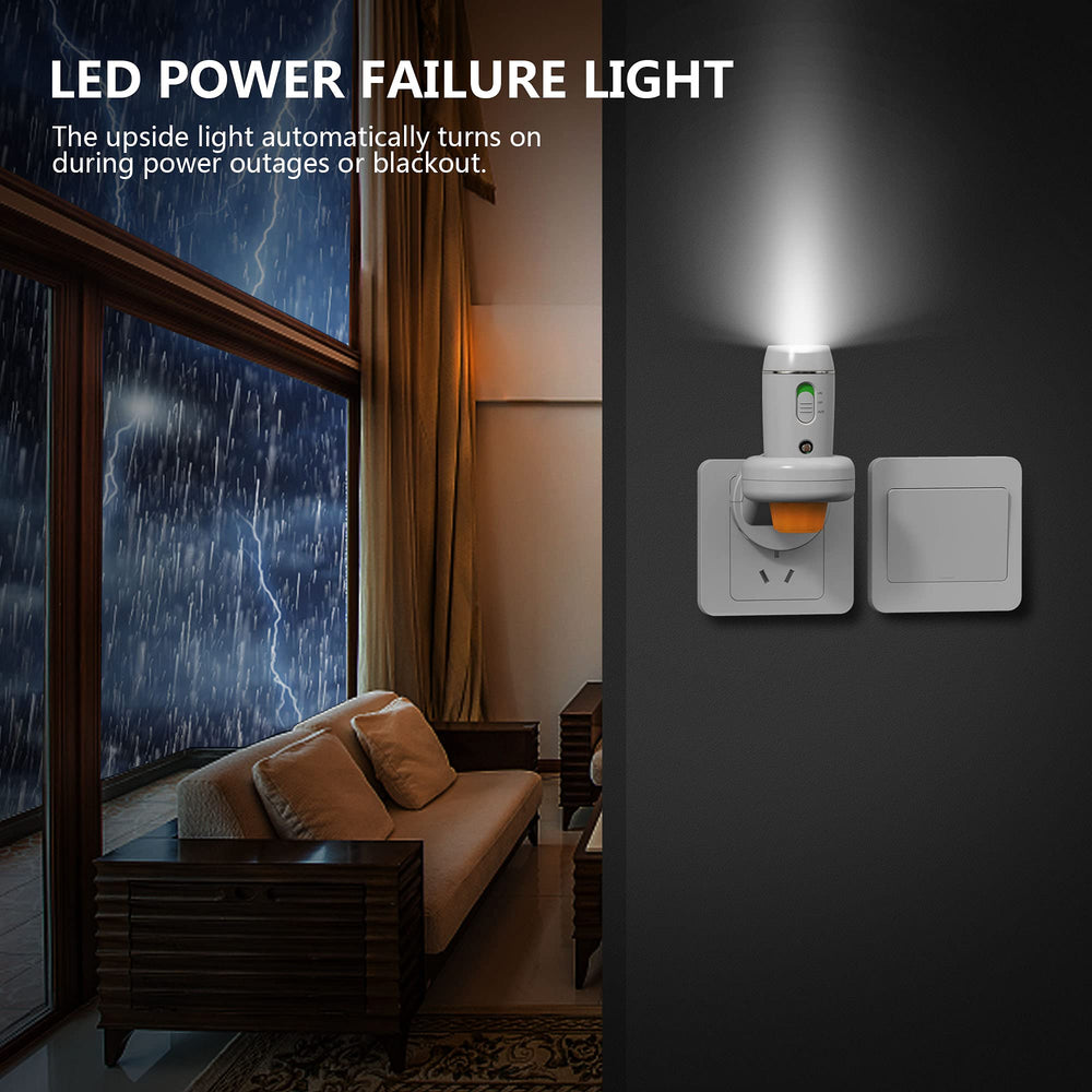 Emergency LED Flashlight, 3-in-1 Rechargeable Power Failure Light, Multi-Function Portable Automatically Handheld Lights for Home, Lighting Sensor Night Light, 2 Packs
