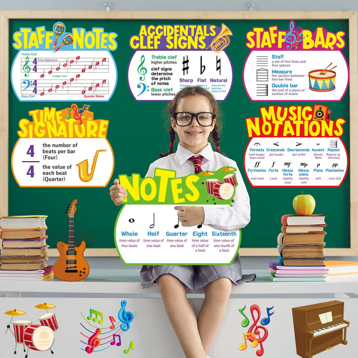 14 Pieces Music Elements Bulletin Board Set Musical Education Posters Music Classroom Decor for Middle School and High School Classroom Decorations or Homeschool Supplies