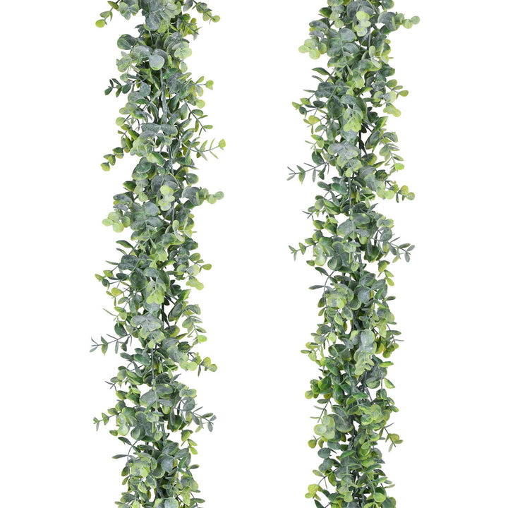 2 Pack Artificial Eucalyptus Garland, Fake Eucalyptus Greenery Garland Wedding Backdrop Arch Wall Decor, 5.5 Feet/Strand Fake Hanging Plant for Table Festival Party Decoration