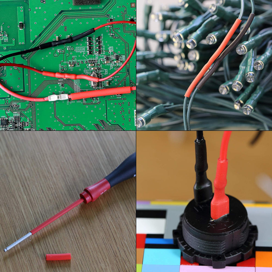 270Pcs 3:1 Shrink Ratio Dual Wall Adhesive Lined Heat Shrink Tubing Tube 6 Size: 3/8,1/4,3/16,1/8,3/32,1/16, 2 Color KIT Black Red