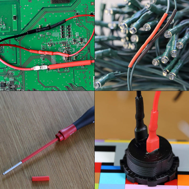 270Pcs 3:1 Shrink Ratio Dual Wall Adhesive Lined Heat Shrink Tubing Tube 6 Size: 3/8,1/4,3/16,1/8,3/32,1/16, 2 Color KIT Black Red