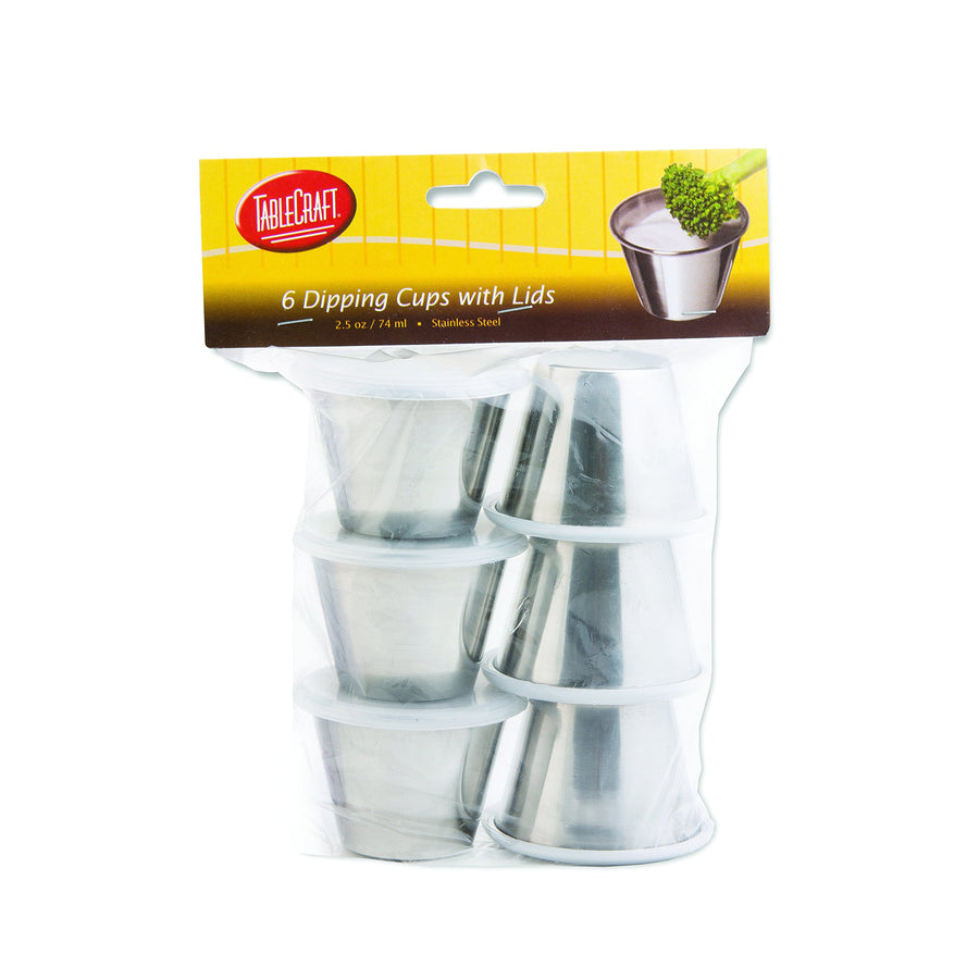 2.5 oz Dipping Cups with Lids, 2.5-Ounce , 6 Pack, Silver