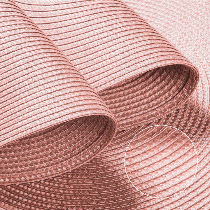 Round Braided Placemats Set of 6 Place Mats for Dining Tables Woven Washable Non-Slip Table mats 15 inch(Pink, 6pcs)