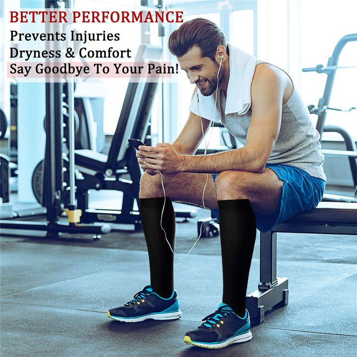 FEYHAY Copper Compression Socks (3 Pairs) 15-20 mmHg Circulation is Best Athletic & Daily for Men & Women, Running, Climbing (Small-Medium, 01 Black)