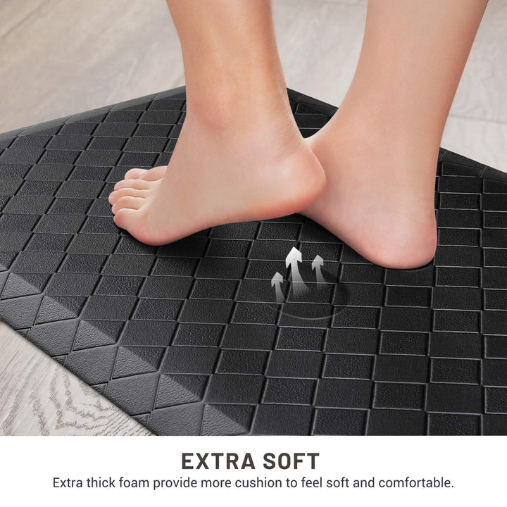 Floor Mat Cushioned Anti-Fatigue ,17.3x28,Thick Waterproof Non-Slip Mats and Rugs Heavy Duty Ergonomic Comfort Rug for Kitchen,Floor,Office,Sink,Laundry,Black