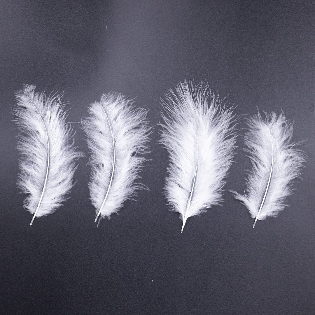 200pcs 4-6 Inches Fluffy Turkey Marabou White Feathers for Crafts Dreamcatcher Fringe Trim Colored Feathers Accessories Pack