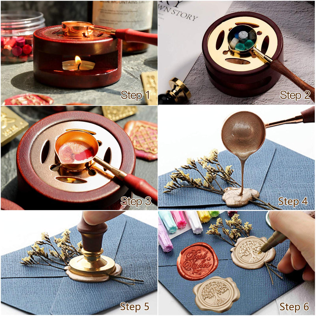 Sealing Wax Kits, 643pcs Wax Seal Beads with Gift Box, Wax Seal Stamp, Melting Furnace, Melting Spoon, Envelopes/Tealight Candles/Wax Stamp/Metallic Pen for Envelope Stamp (B)