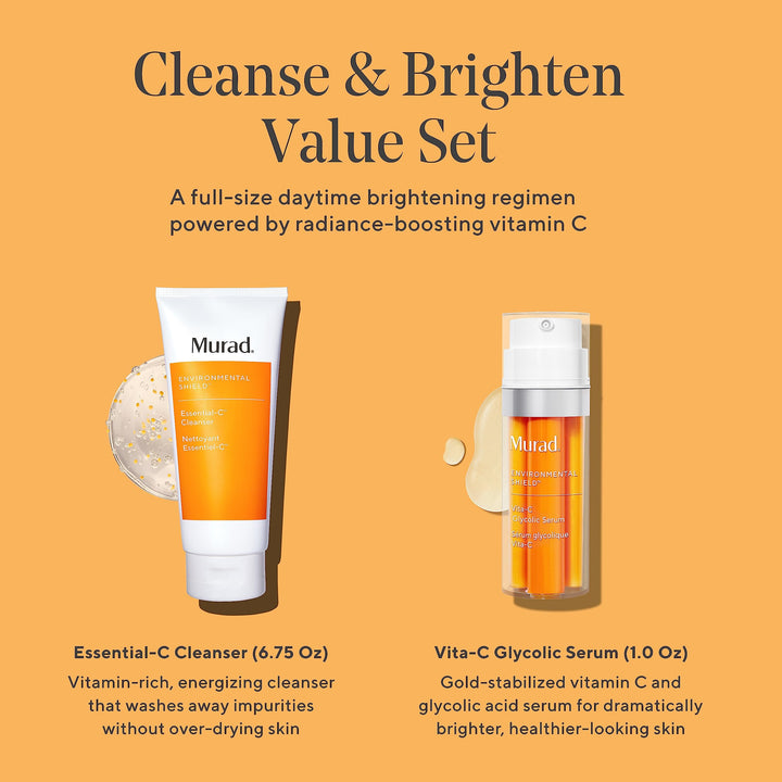 Cleanse and Brighten Value Set - 2-Piece Full-Size Kit $127 Value - Essential-C Cleanser &amp; Vitamin C Glycolic Serum