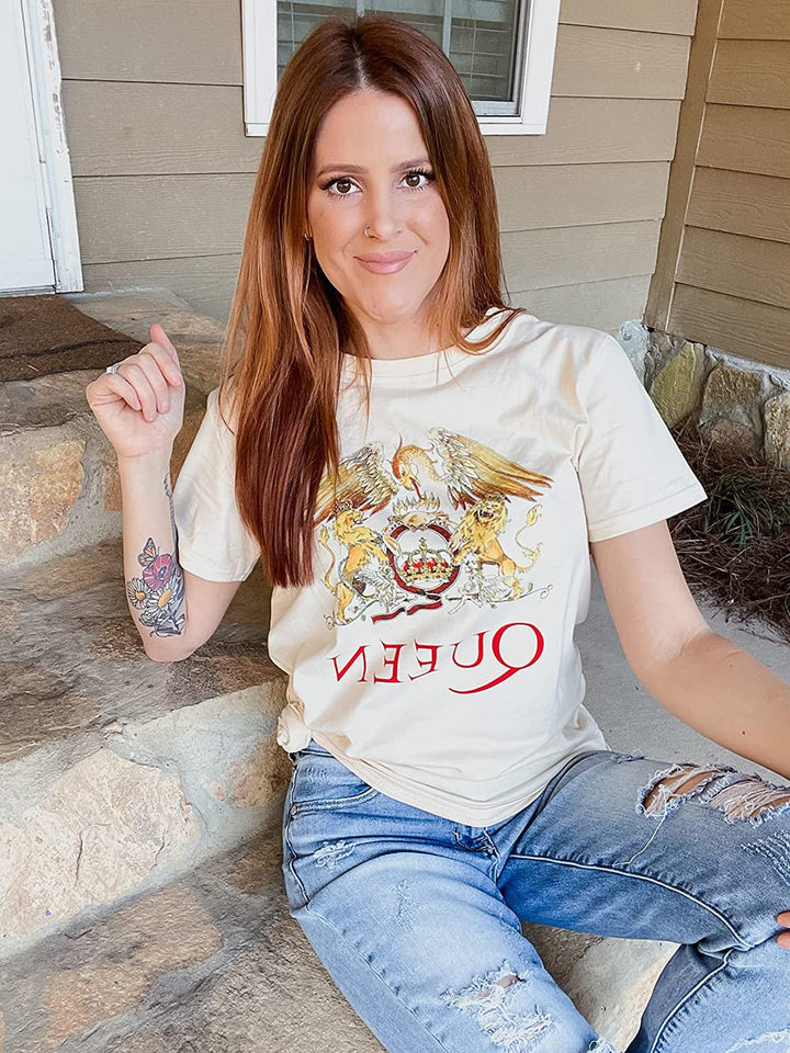 Women Vintage Rock Band T Shirt Fashion Rock Music Grap