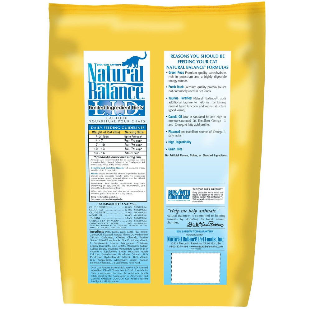 Limited Ingredient Diets Green Pea & Duck Formula Dry Cat Food, 5 lbs.