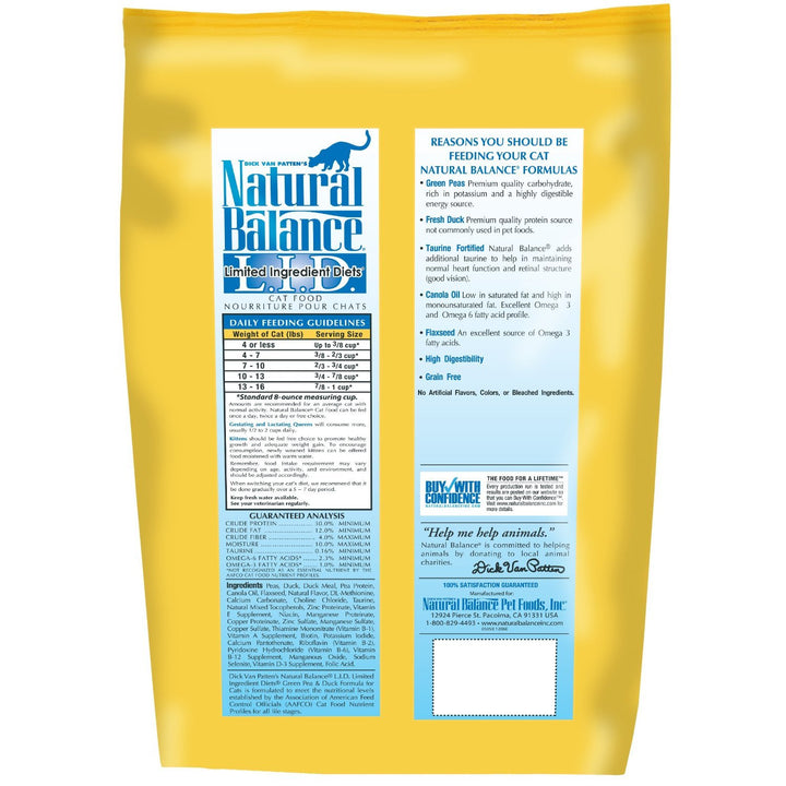 Limited Ingredient Diets Green Pea &amp; Duck Formula Dry Cat Food, 5 lbs.