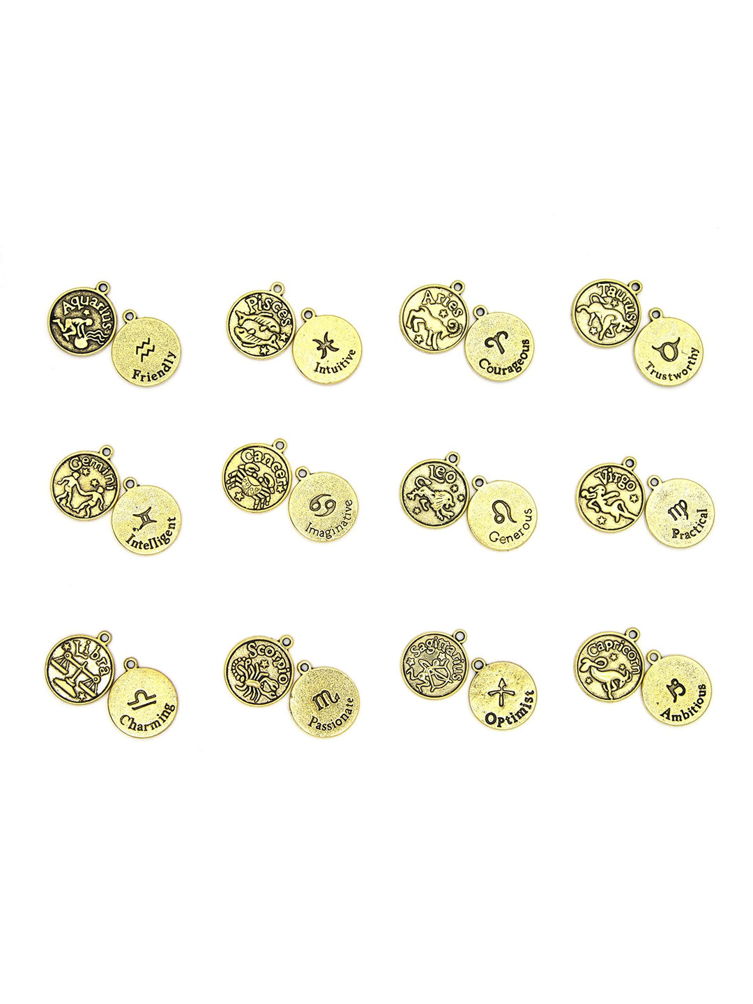 Cousin DIY Zodiac Charm Set, 24 Count, Gold