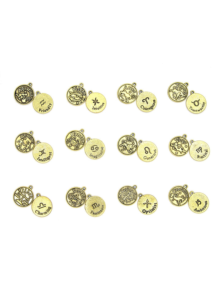 Cousin DIY Zodiac Charm Set, 24 Count, Gold