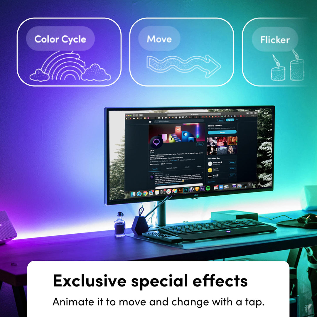 Lightstrip Color Zones, Wi-Fi Smart LED Light Strip, Full Color with Polychrome Technology™, No Bridge Required, Works with Alexa, Hey Google, HomeKit and Siri, 80 Kit