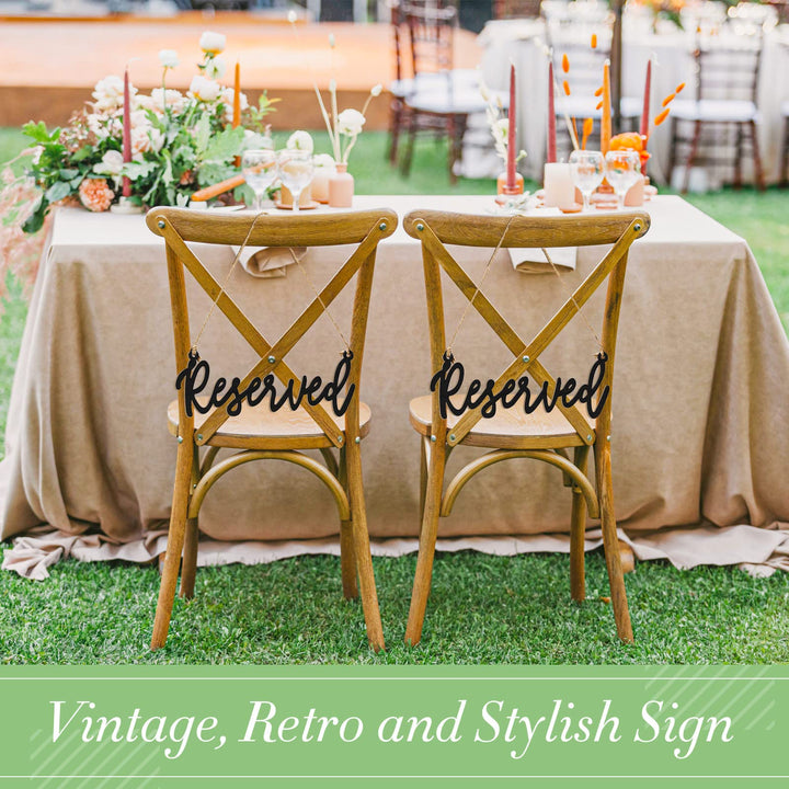 Wood Sign, 6 Pieces Reserved Unfinished Wedding Decorative Signage with Hanging Rope, Rustic Style, One Size Fits Most, for Events, Restaurants, Hotels