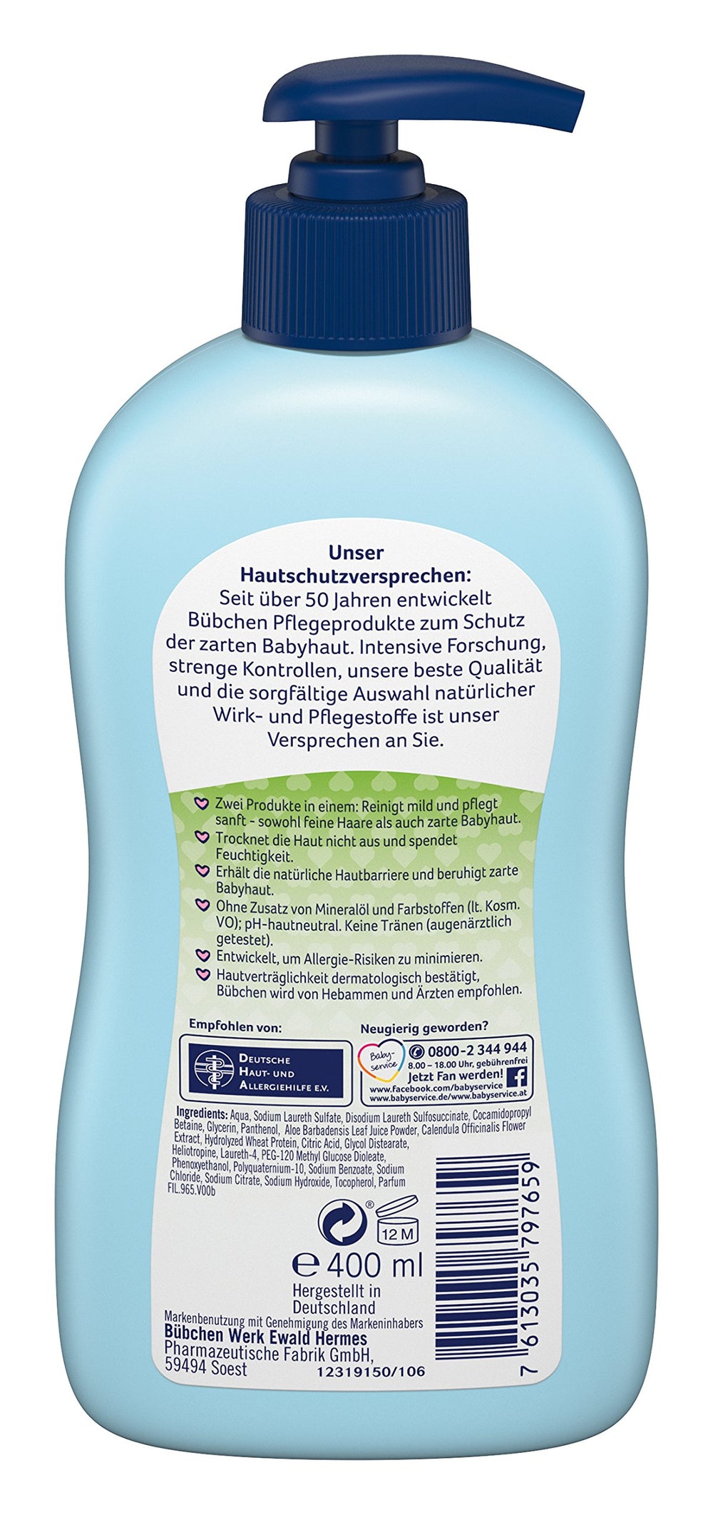 BÃƒ¼bchen Bad und Shampoo sensitiv Baby Shampoo und -du